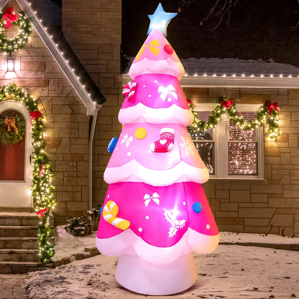 Roomoe® 7ft Glowing Pink Christmas Tree Inflatable