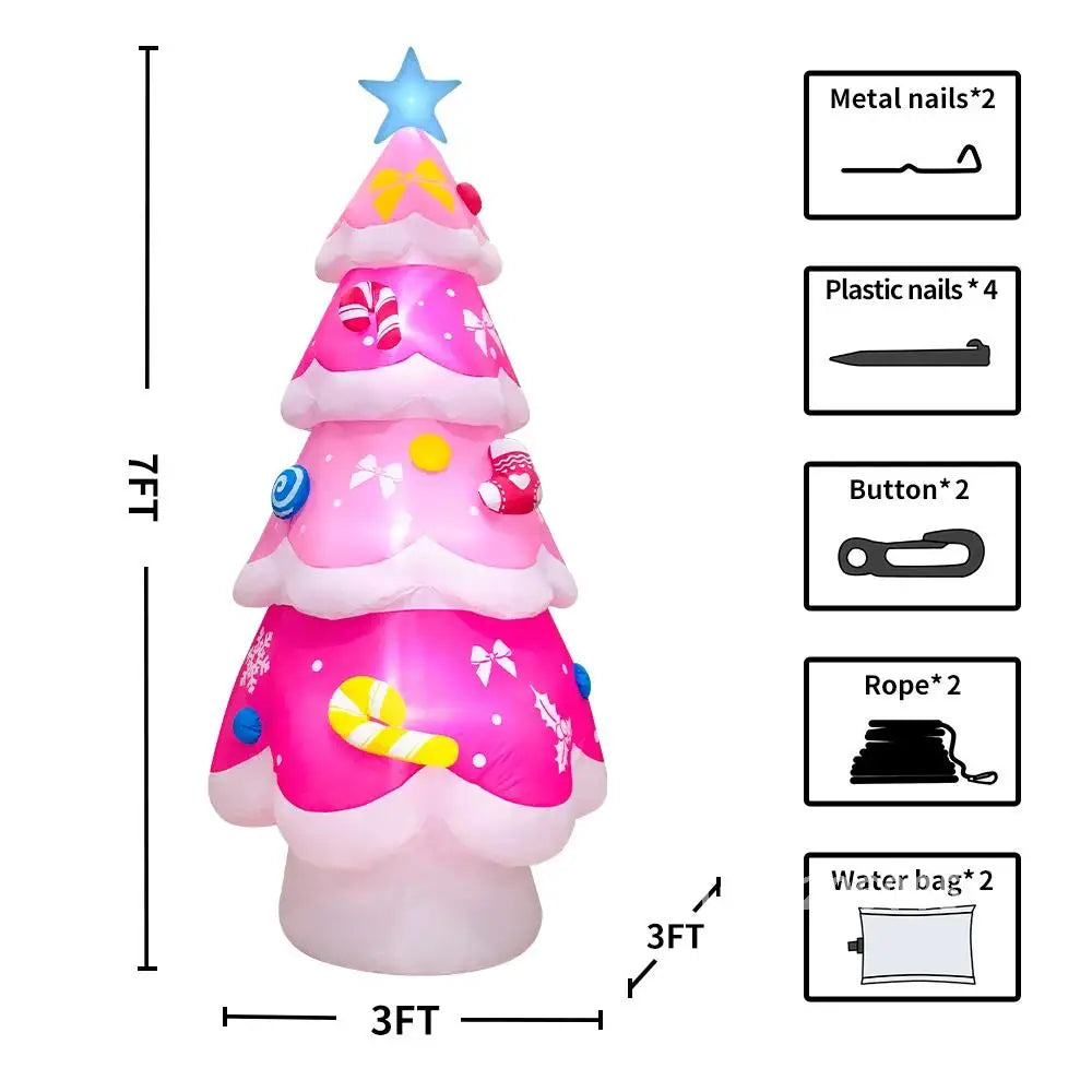 Roomoe® 7ft Glowing Pink Christmas Tree Inflatable