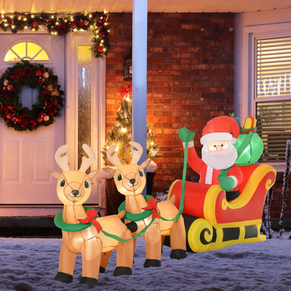 Roomoe® Santa’s Sleigh Ride Inflatable with Reindeer