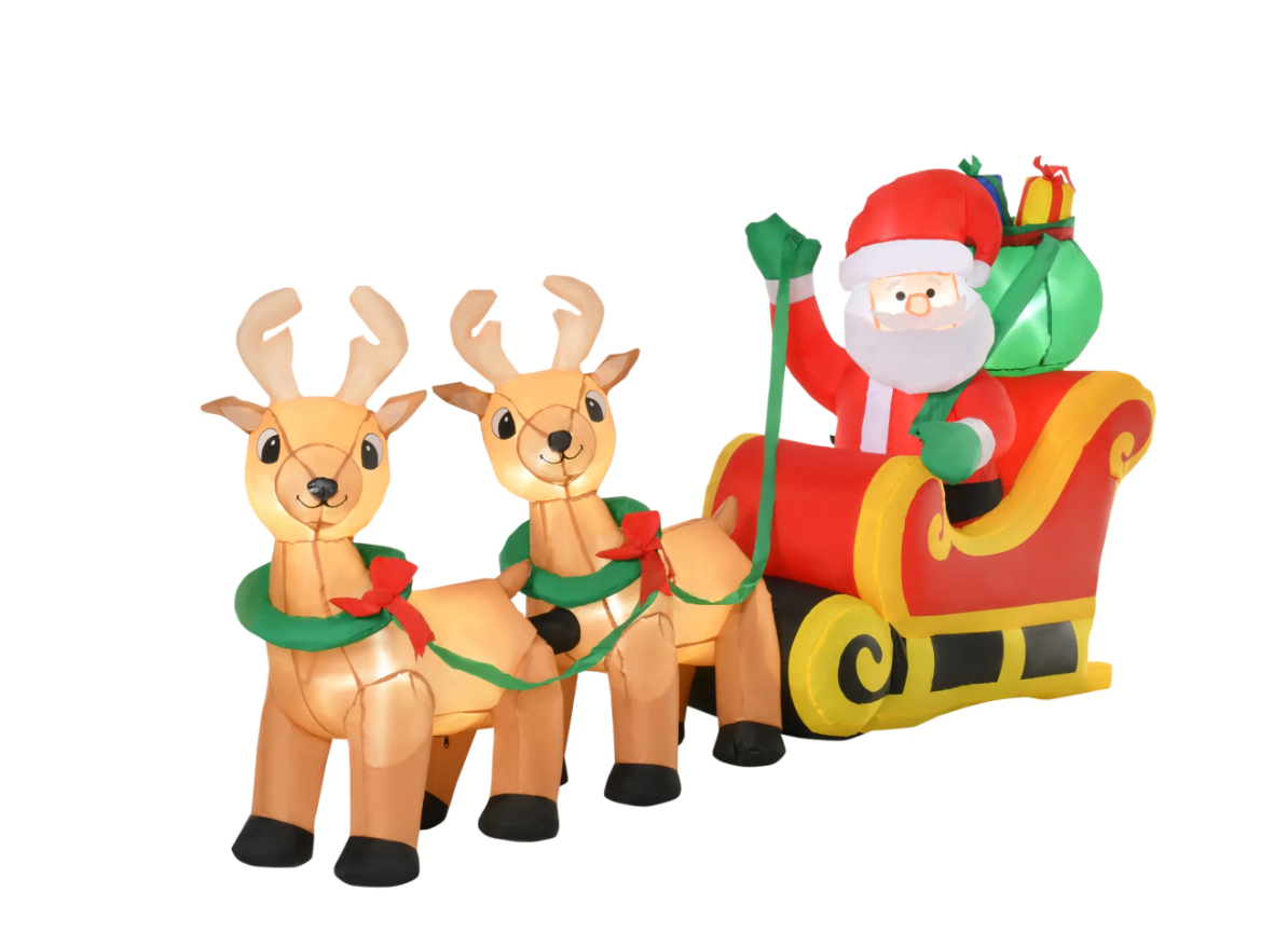 Roomoe® Santa’s Sleigh Ride Inflatable with Reindeer