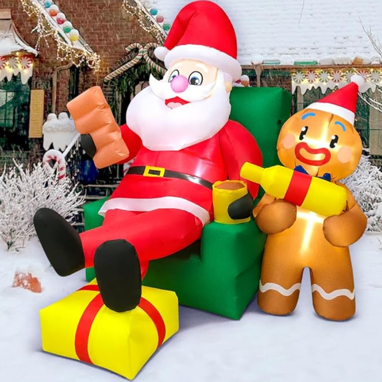 Roomoe® Santa & Gingerbread Friend Holiday Inflatable