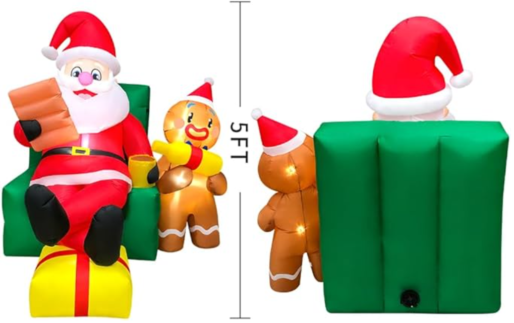 Roomoe® Santa & Gingerbread Friend Holiday Inflatable