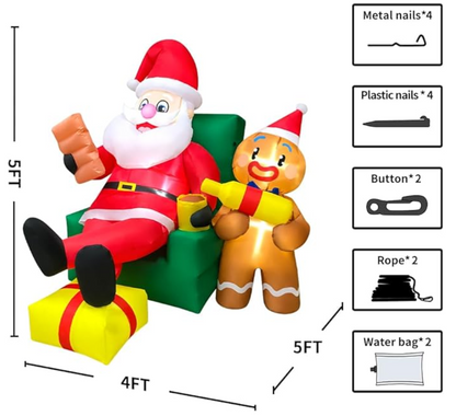 Roomoe® Santa & Gingerbread Friend Holiday Inflatable