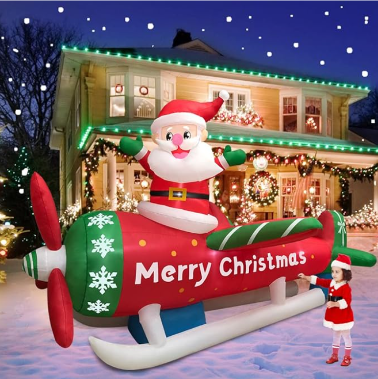 Roomoe® Festive Santa Airplane Holiday Display