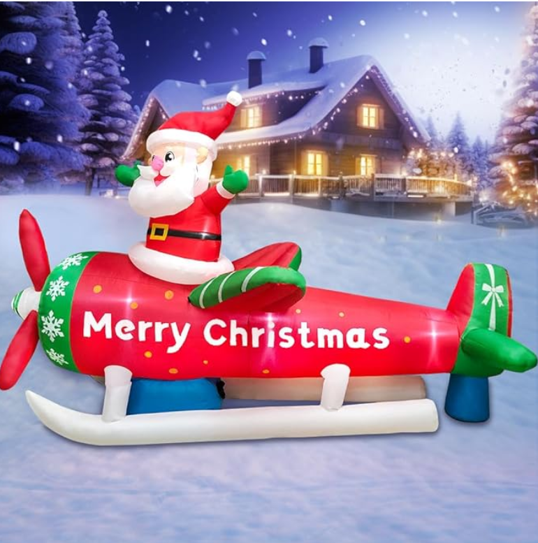 Roomoe® Festive Santa Airplane Holiday Display