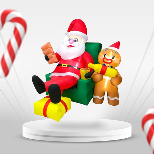 Roomoe® Santa & Gingerbread Friend Holiday Inflatable